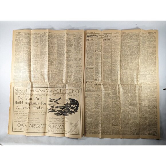 ORIGINAL! WWII Dec 8, 1941 newspaper Japan attacks Pearl Harbor, US DECLARE WAR! - Picture 16 of 16